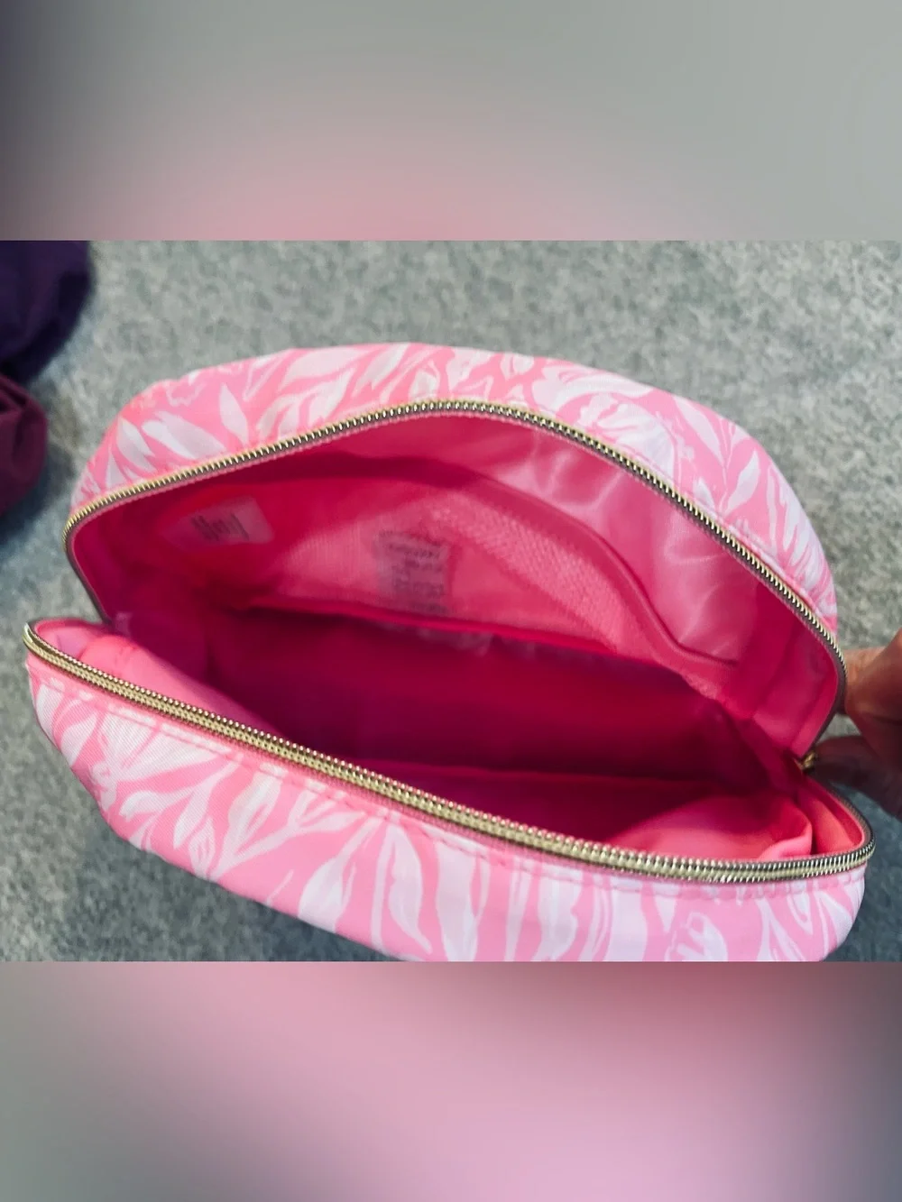 Lilly Pulitzer Pink and White Floral Cosmetic Bag